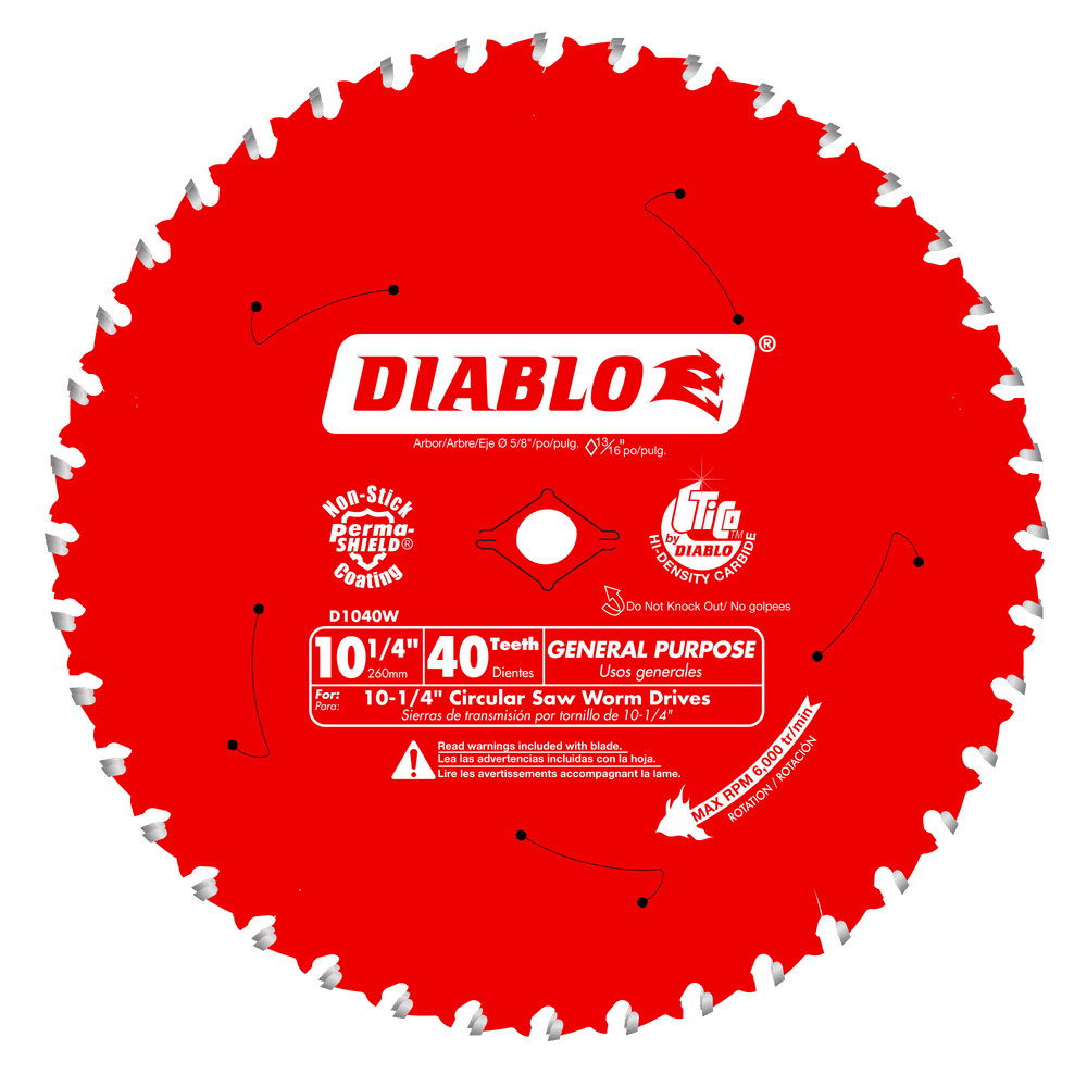 Diablo 10-1/4 in. D X 5/8 in. TiCo Hi-Density Carbide Circular Saw Blade 40 teeth 1 pk