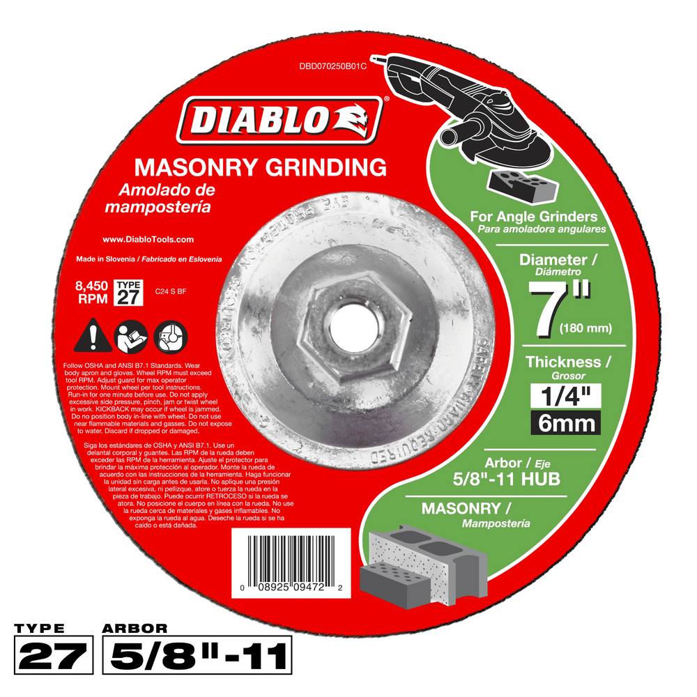 Diablo 7 in. D X 5/8 in. X 1/4 in. thick Silicon Carbide Masonry Circular Cut-Off Disc 1 pc
