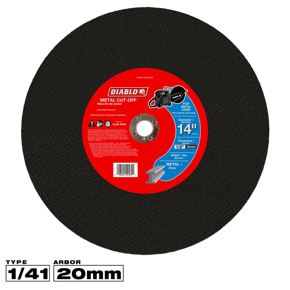 Diablo 14 in. D X 20 mm X 1/8 in. thick Aluminum Oxide High Speed Metal Cut-Off Disc 1 pk