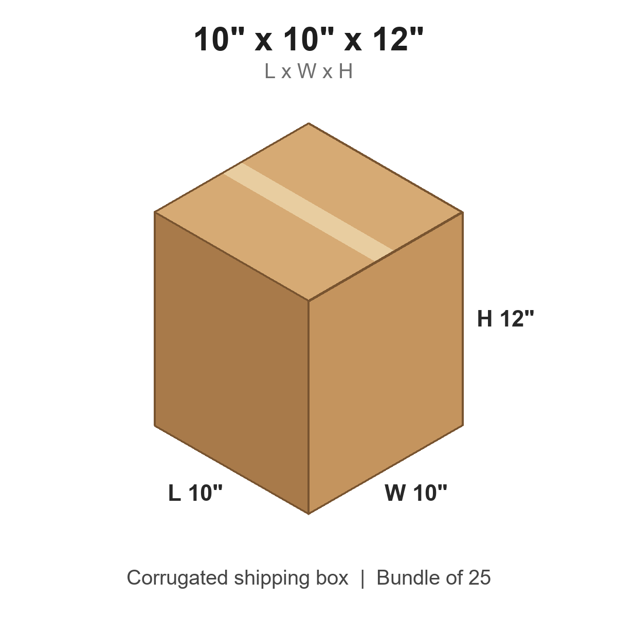 10 x 10 x 12 in corrugated shipping box