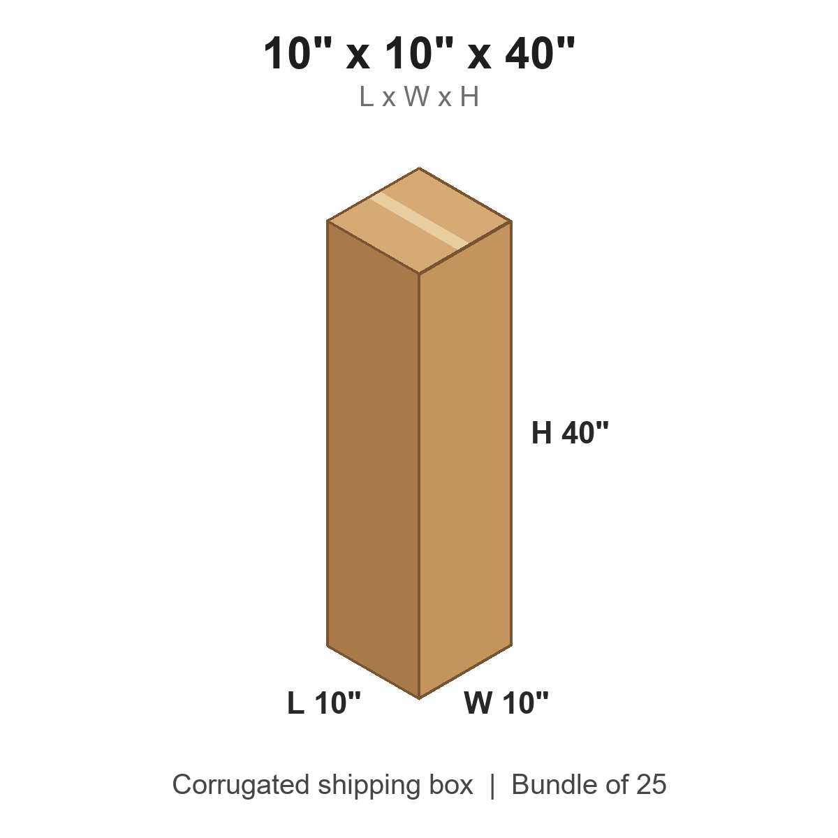 10 x 10 x 40 in corrugated shipping box