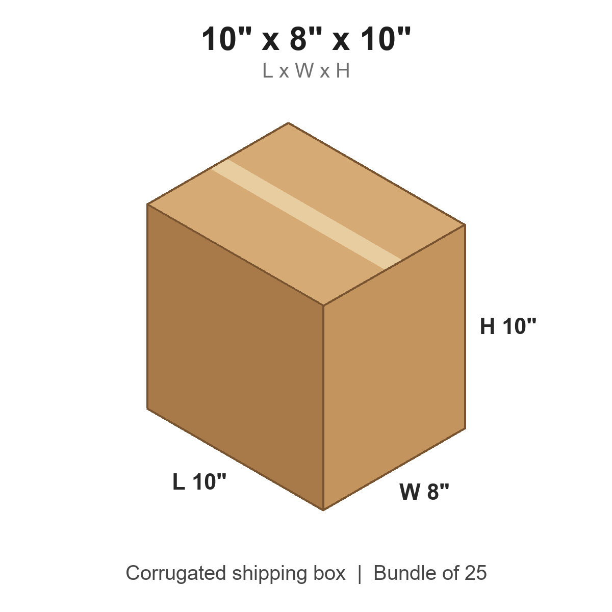 10 x 8 x 10 in corrugated shipping box