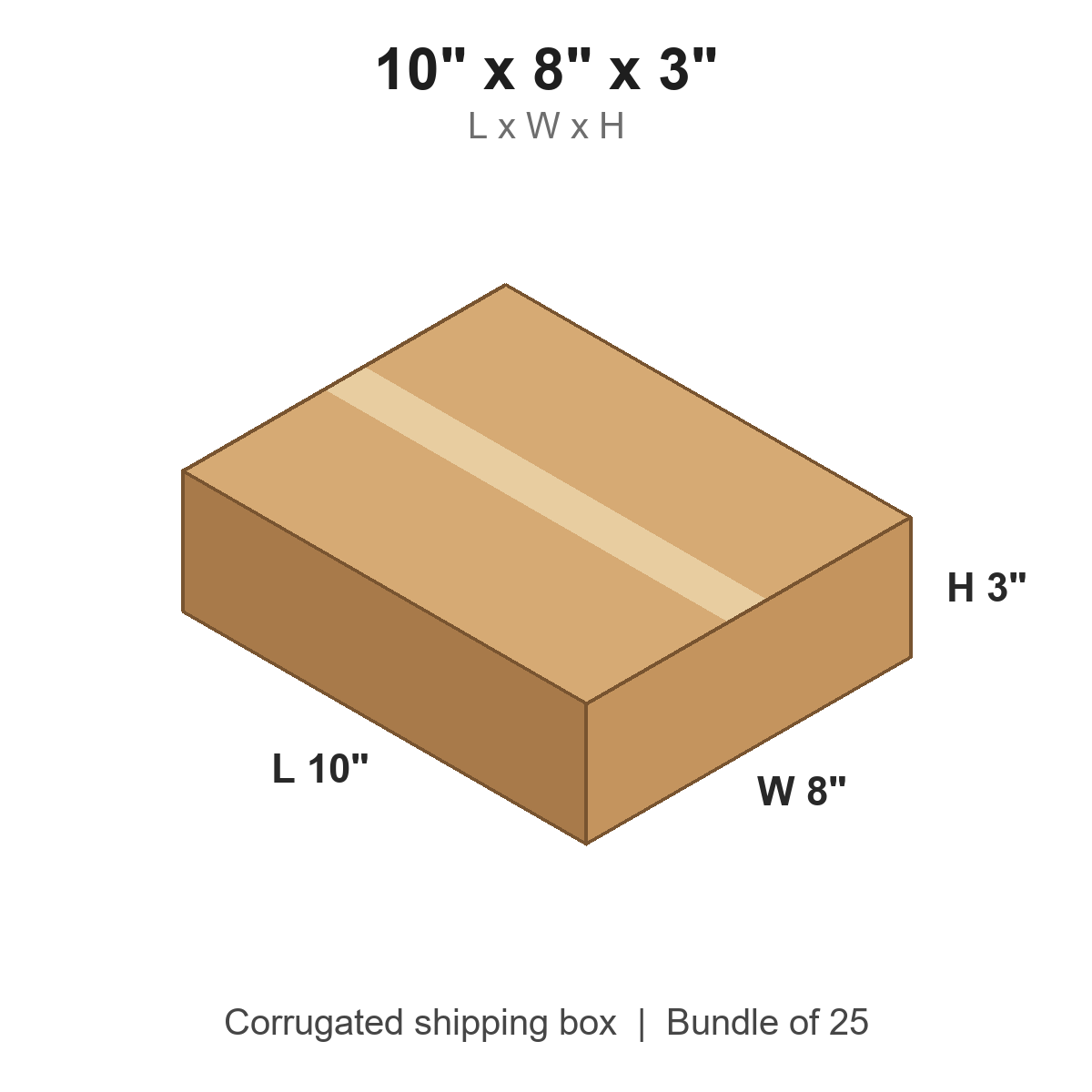 10 x 8 x 3 in corrugated shipping box