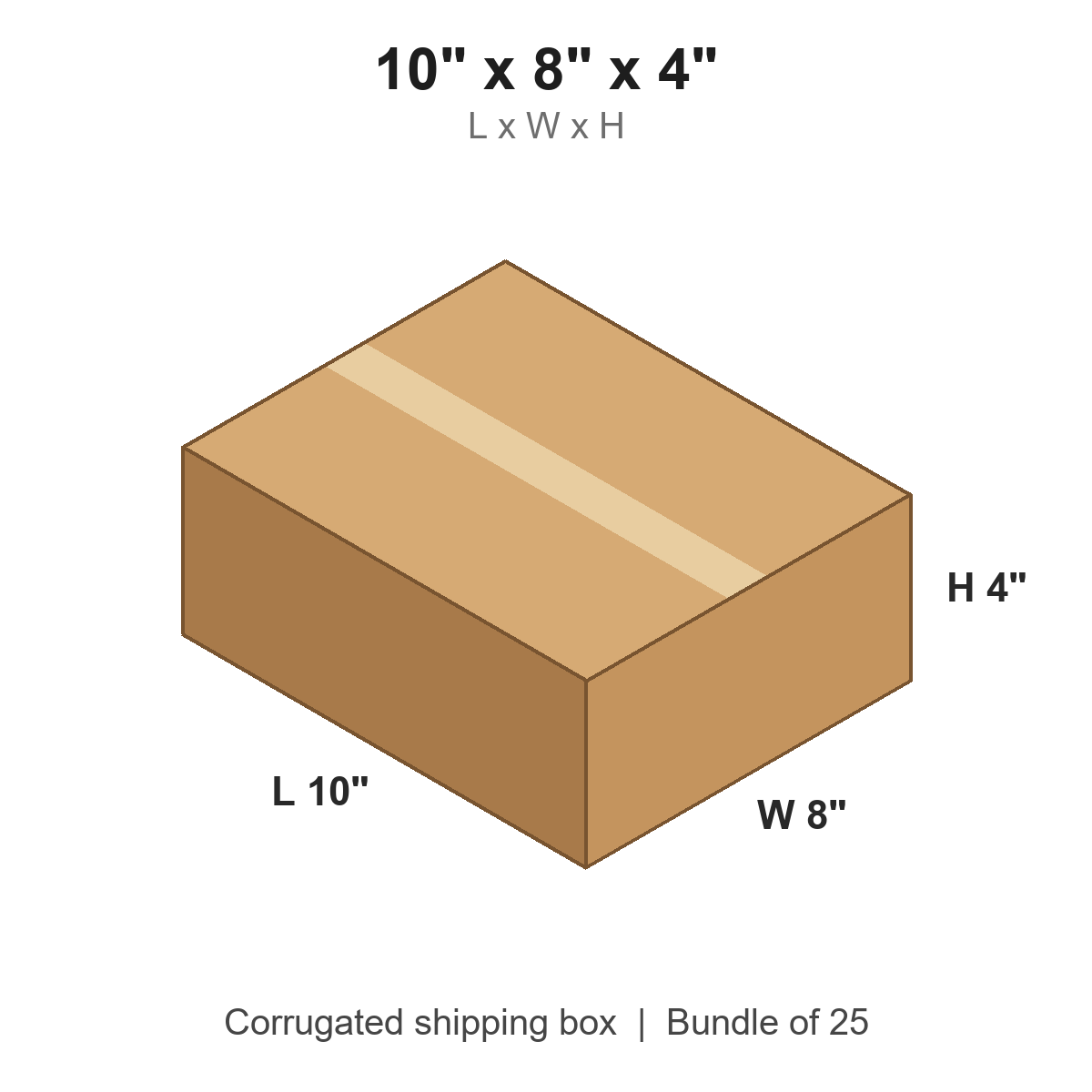 10 x 8 x 4 in corrugated shipping box