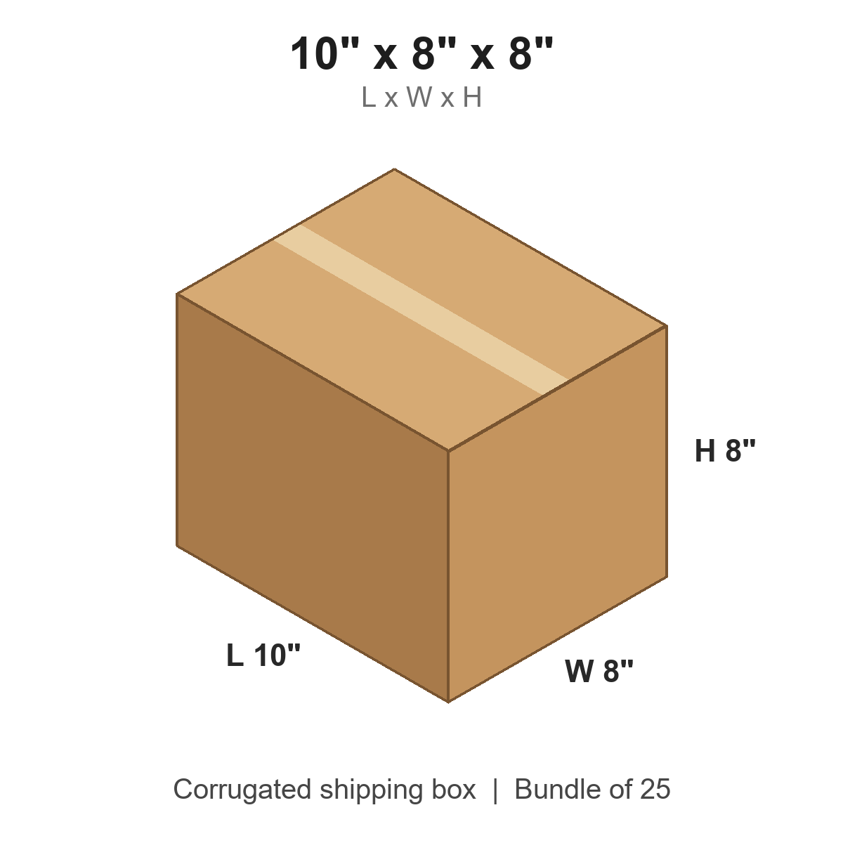 10 x 8 x 8 in corrugated shipping box