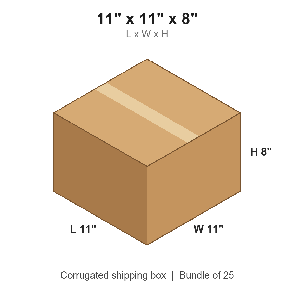 11 x 11 x 8 in corrugated shipping box