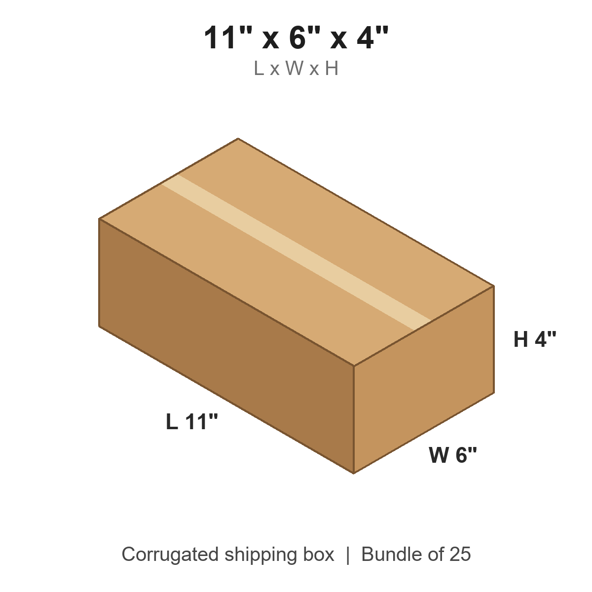 11 x 6 x 4 in corrugated shipping box