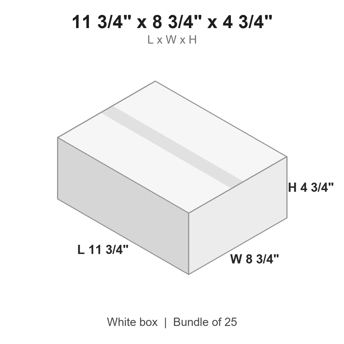 11.75x8.75x4.75 White Corrugated Boxes