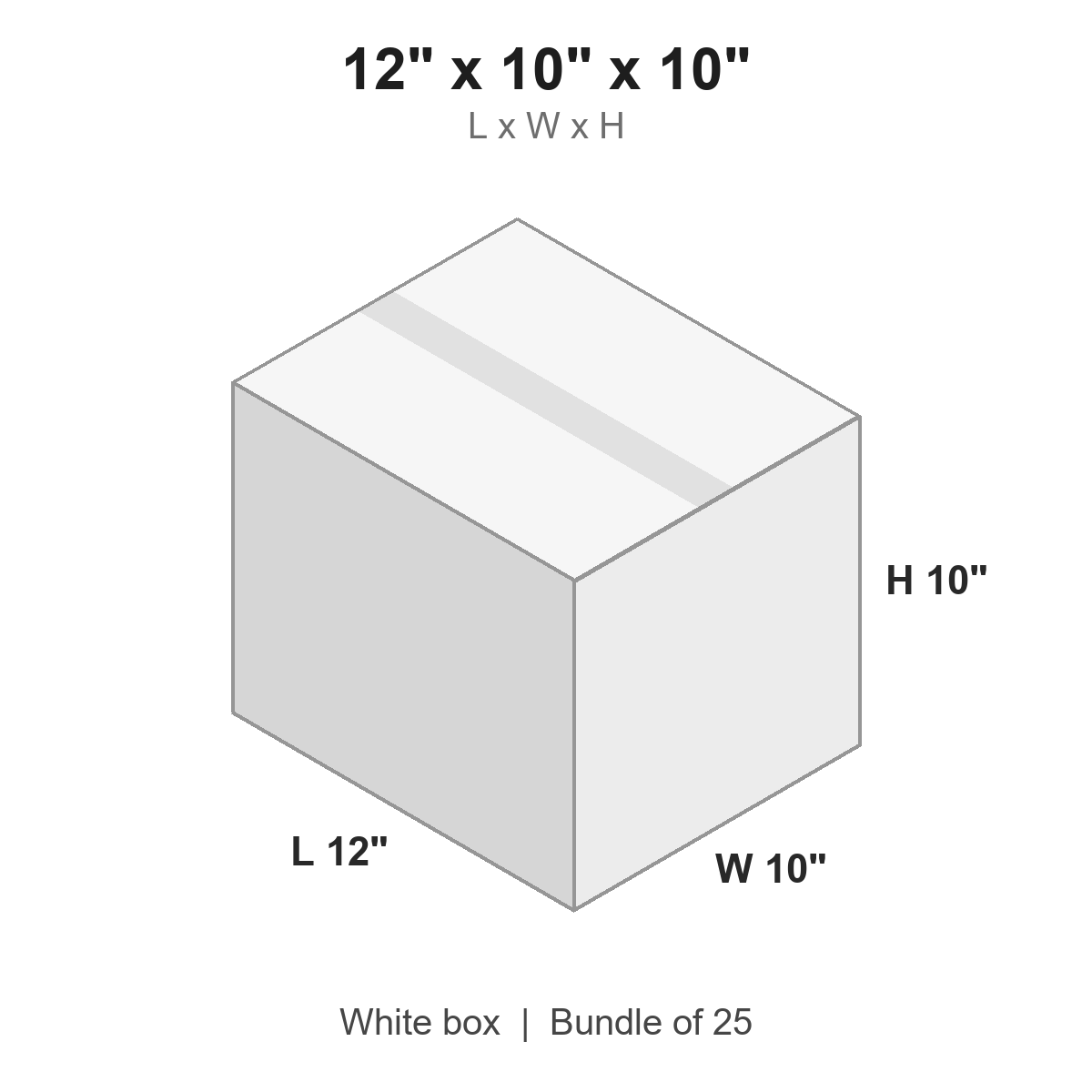 12x10x10 White Corrugated Boxes
