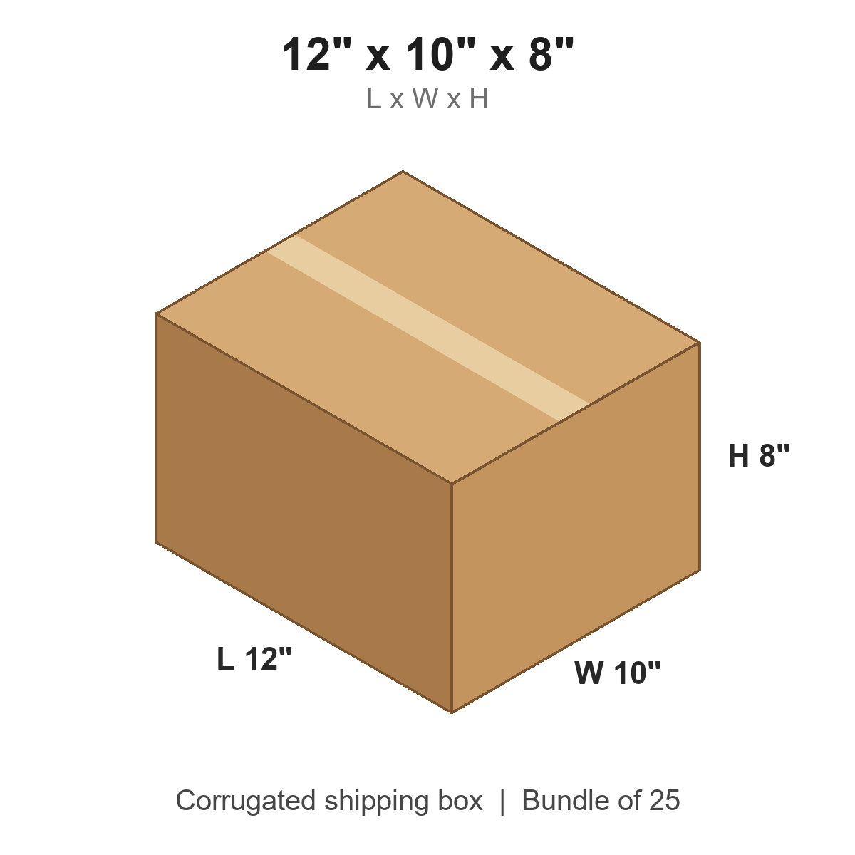 12 x 10 x 8 in corrugated shipping box