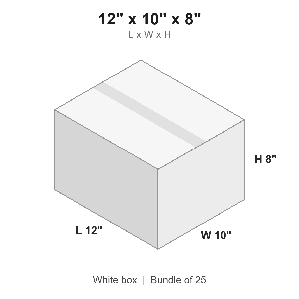 12x10x8 White Corrugated Boxes