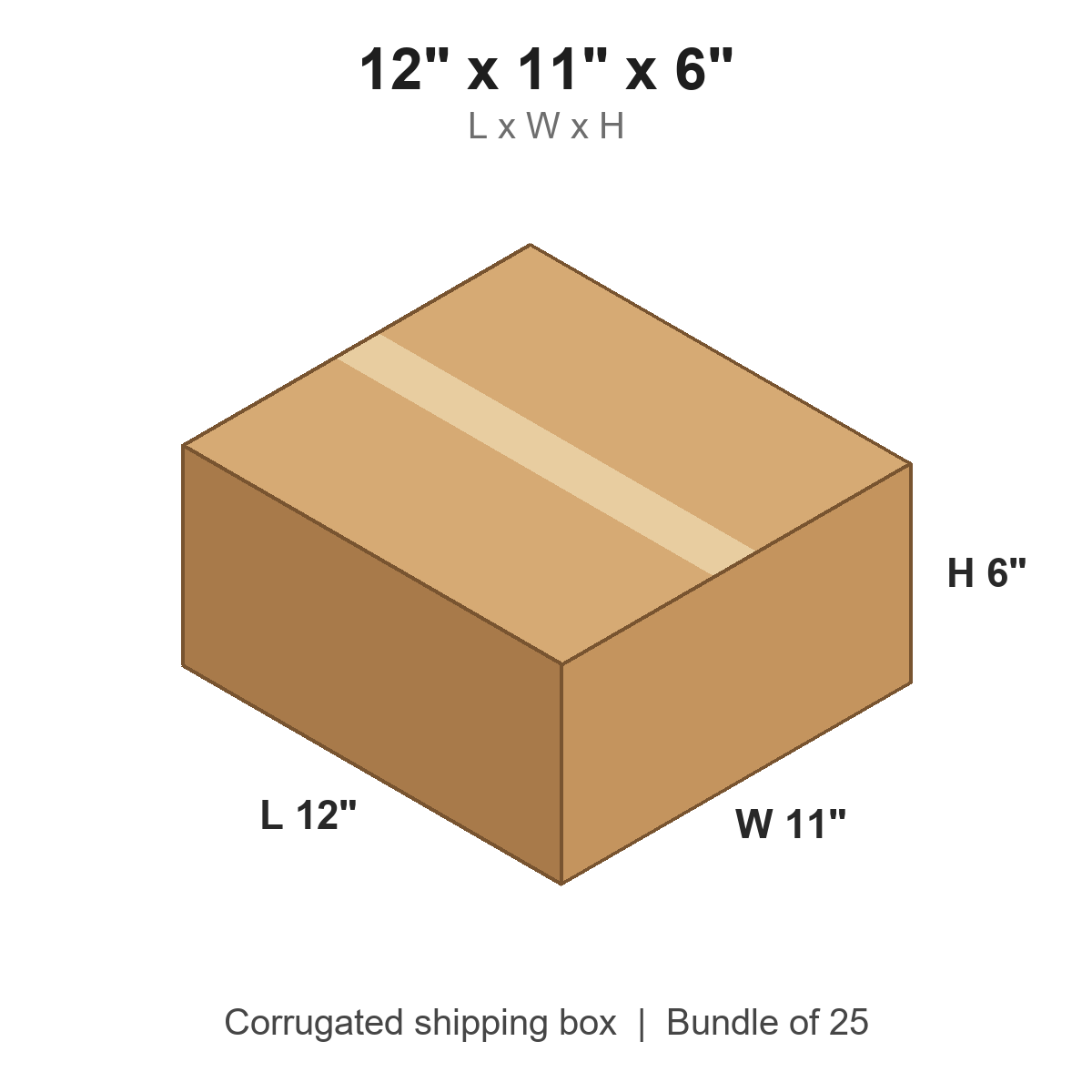 12 x 11 x 6 in corrugated shipping box
