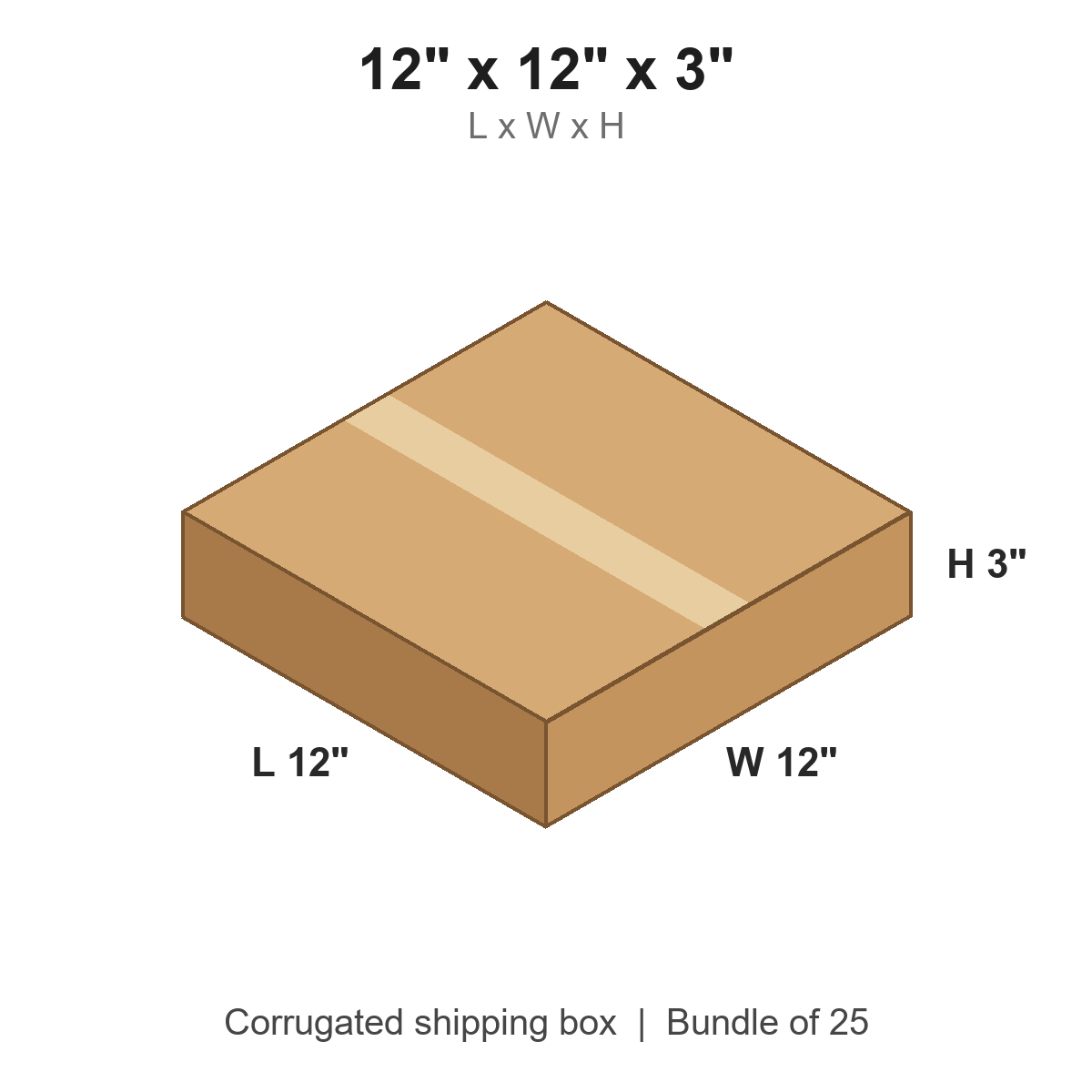 12 x 12 x 3 in corrugated shipping box