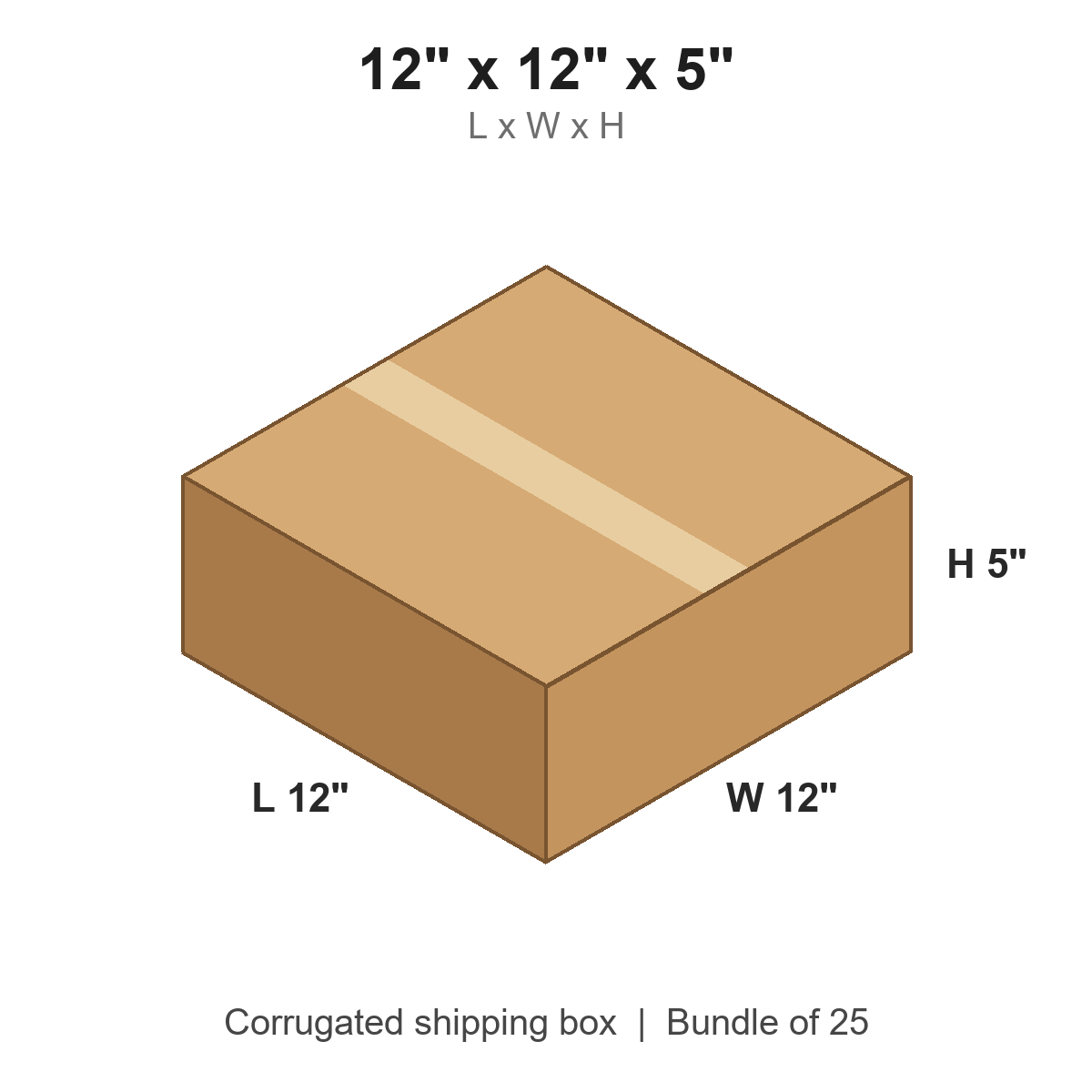 12 x 12 x 5 in corrugated shipping box
