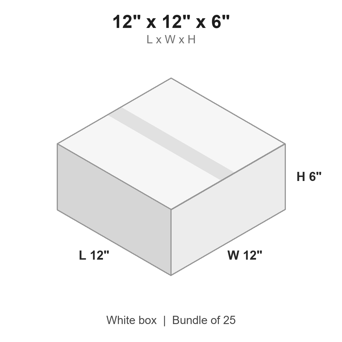 12x12x6 White Corrugated Boxes
