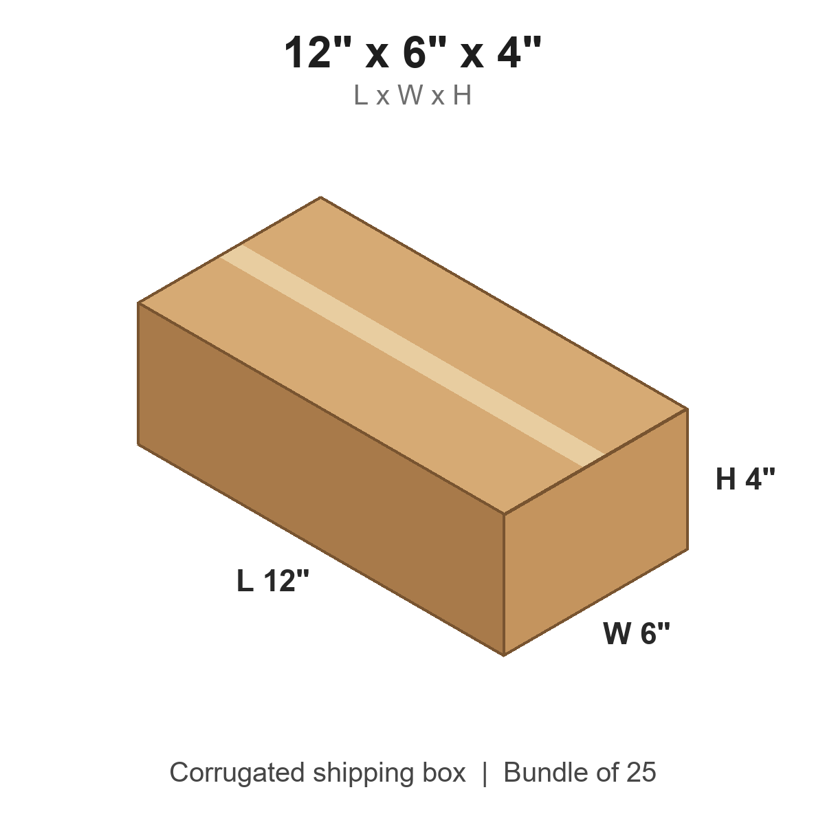 12 x 6 x 4 in corrugated shipping box