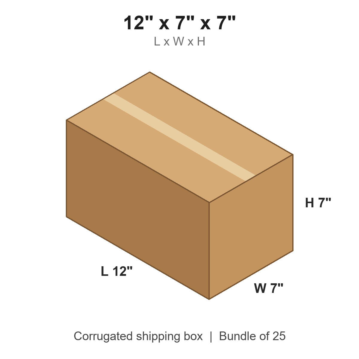 12 x 7 x 7 in corrugated shipping box