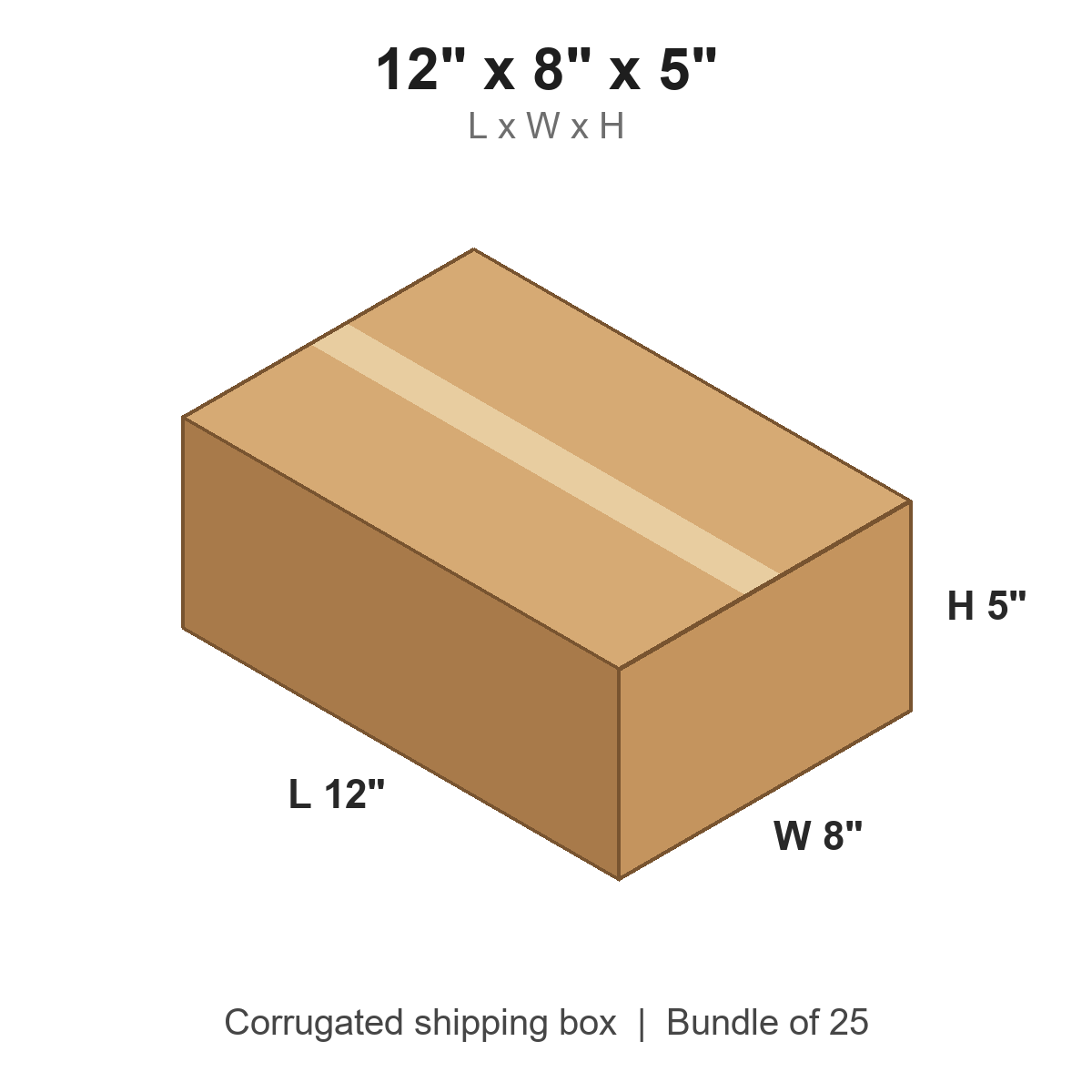 12 x 8 x 5 in corrugated shipping box
