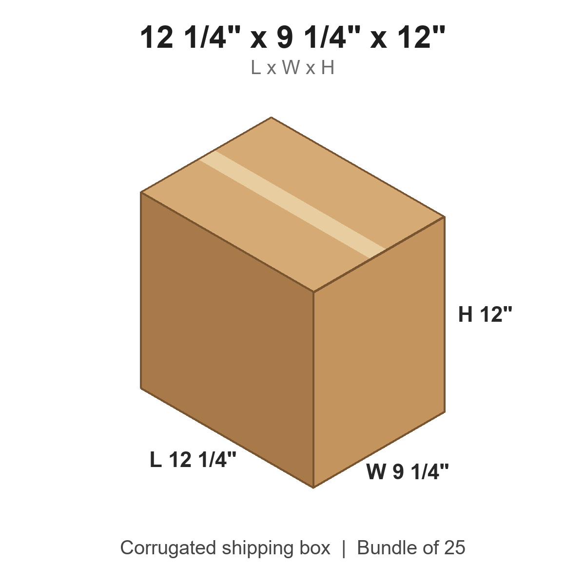 12 1/4 x 9 1/4 x 12 in corrugated shipping box