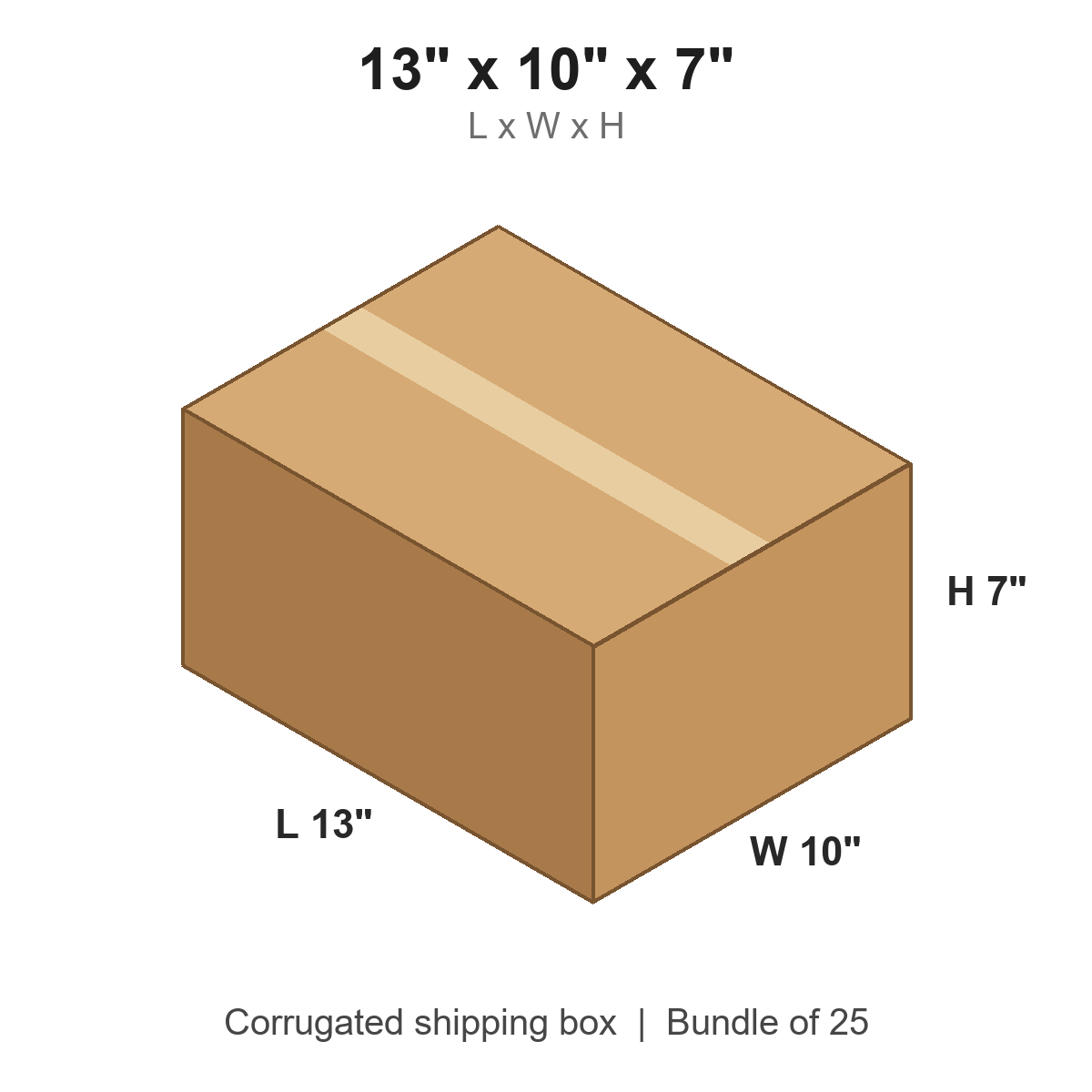 13 x 10 x 7 in corrugated shipping box