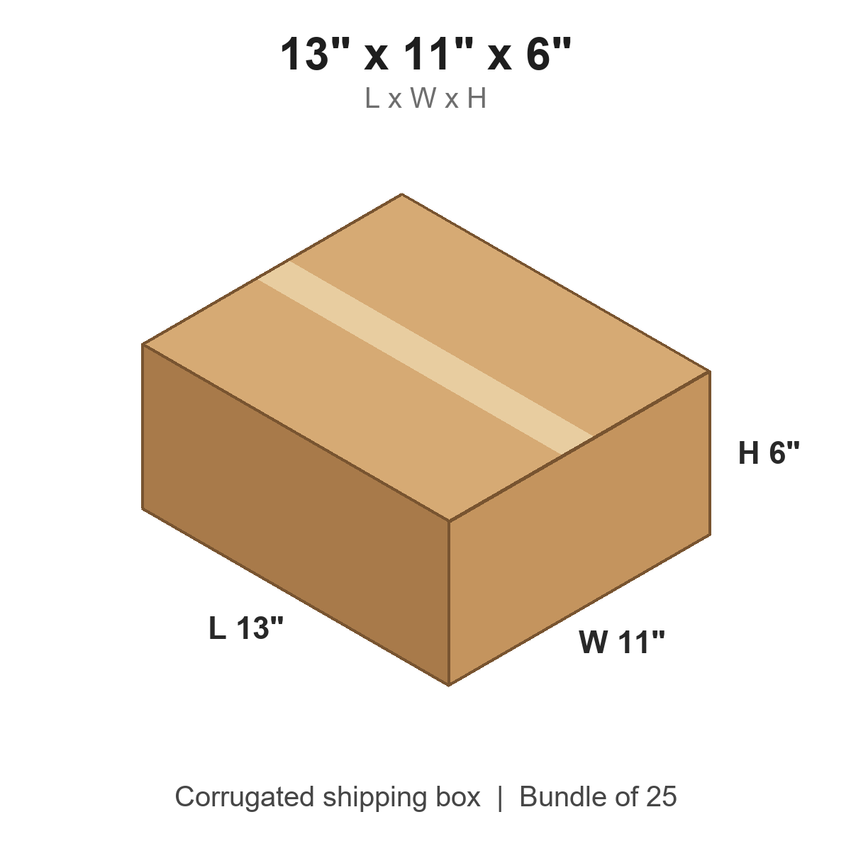 13 x 11 x 6 in corrugated shipping box