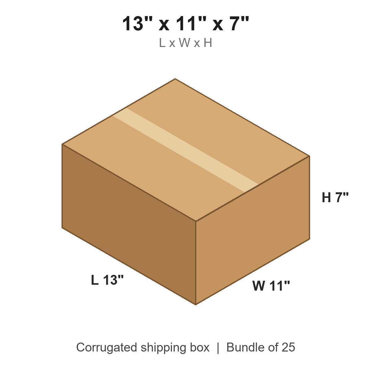 13 x 11 x 7 in corrugated shipping box