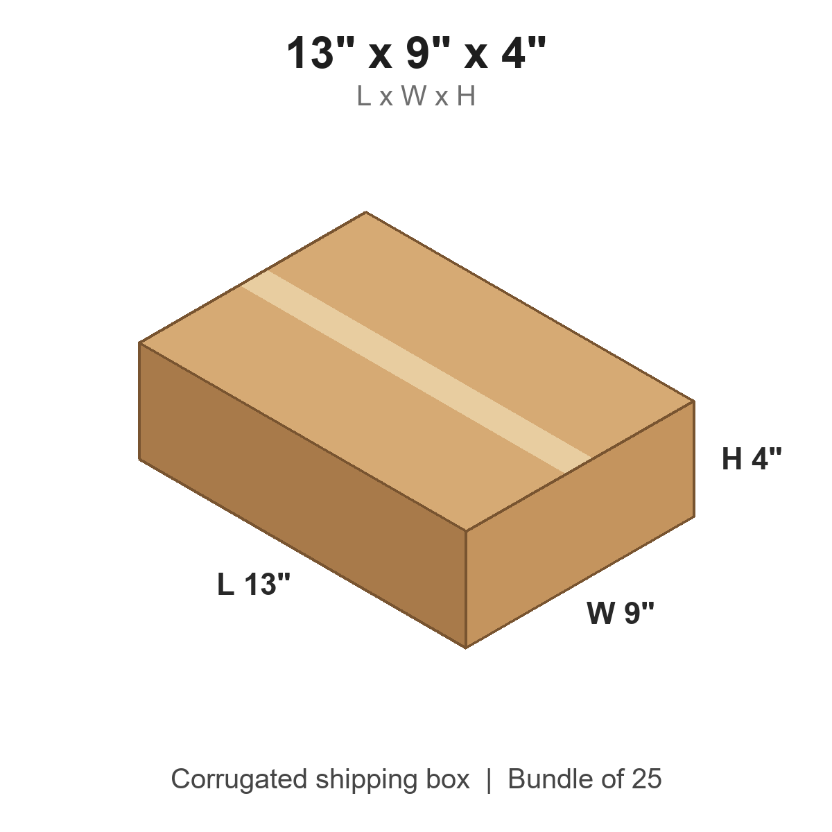13 x 9 x 4 in corrugated shipping box