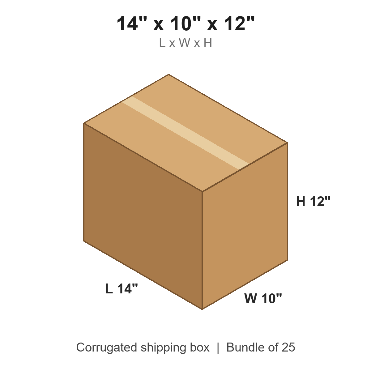 14 x 10 x 12 in corrugated shipping box