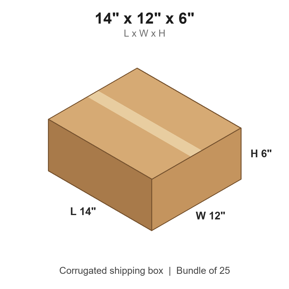14 x 12 x 6 in corrugated shipping box