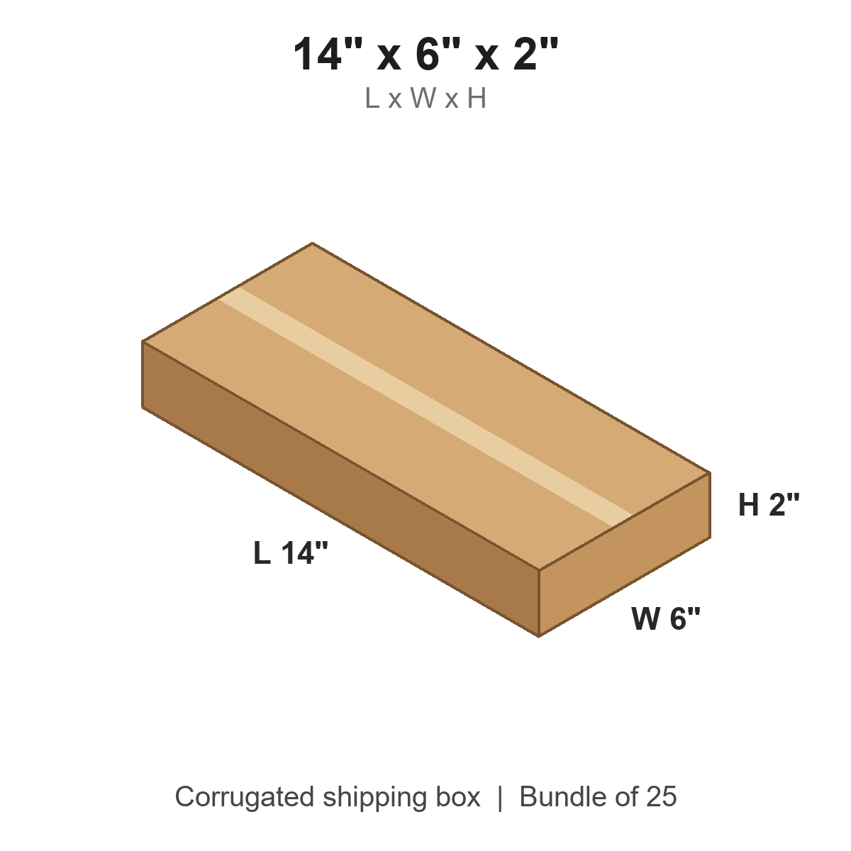 14 x 6 x 2 in corrugated shipping box