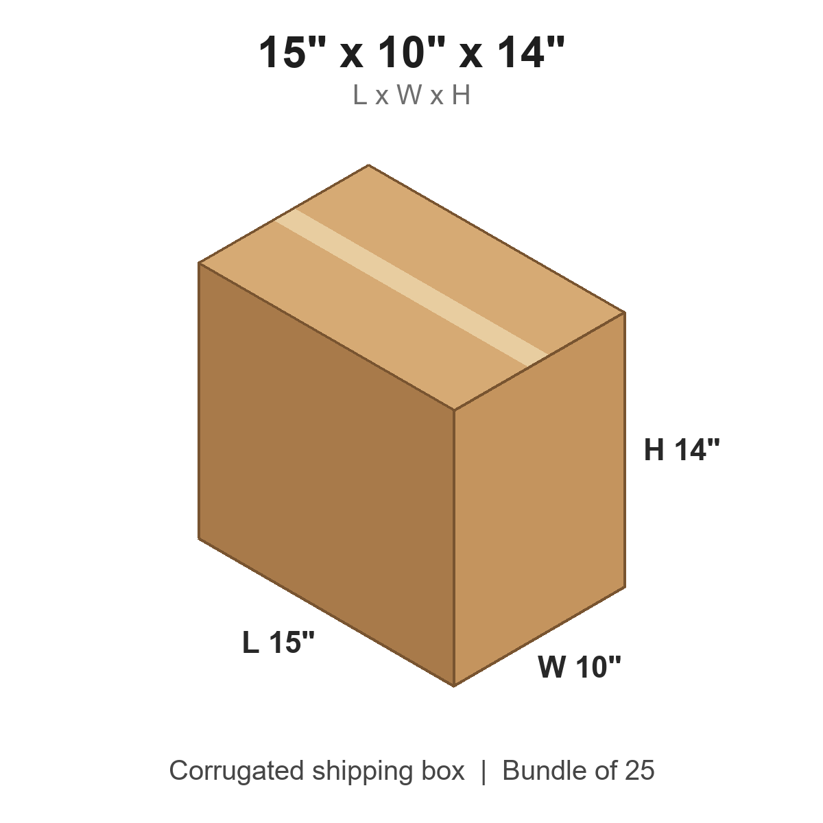15 x 10 x 14 in corrugated shipping box