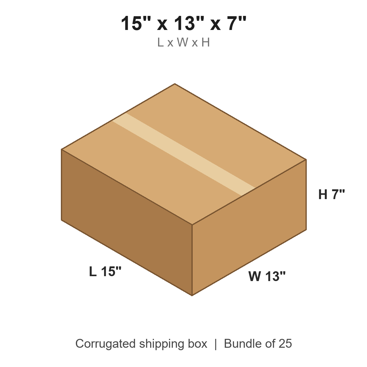 15 x 13 x 7 in corrugated shipping box