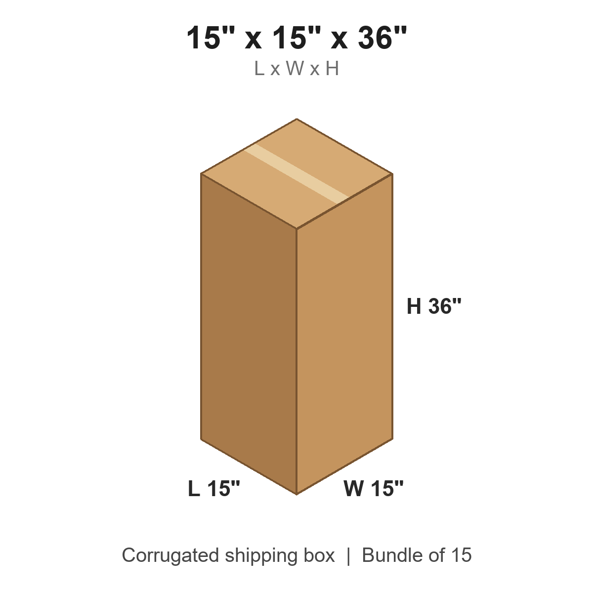 15 x 15 x 36 in corrugated shipping box