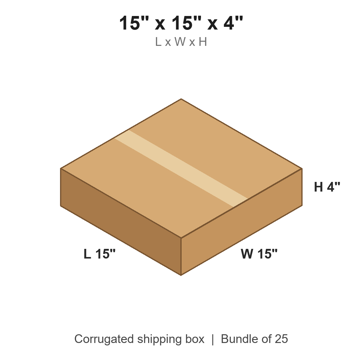 15 x 15 x 4 in corrugated shipping box