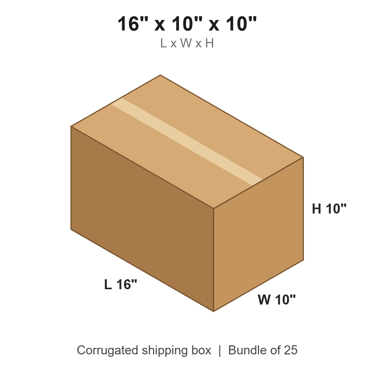 16 x 10 x 10 in corrugated shipping box