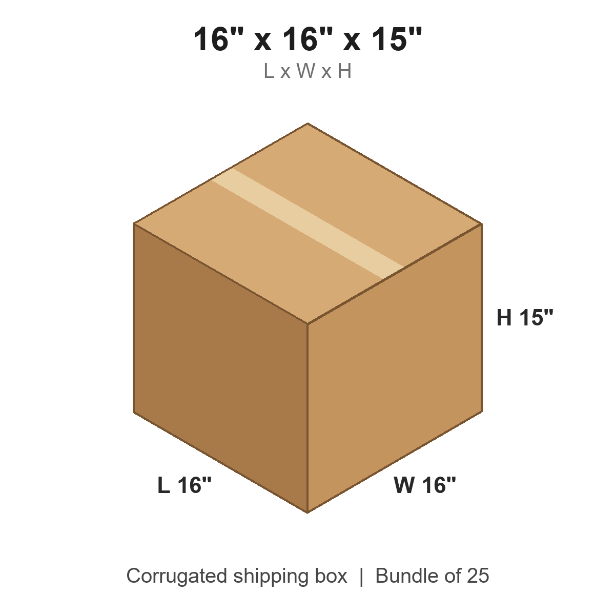 16 x 16 x 15 in corrugated shipping box