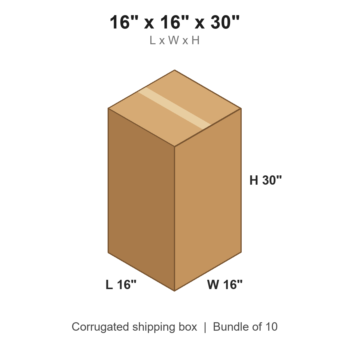 16 x 16 x 30 in corrugated shipping box