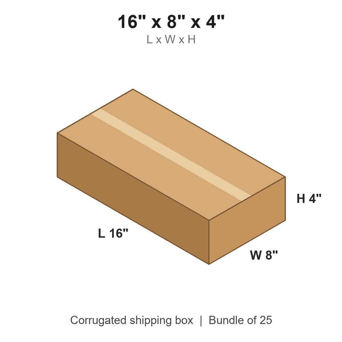 16 x 8 x 4 in corrugated shipping box