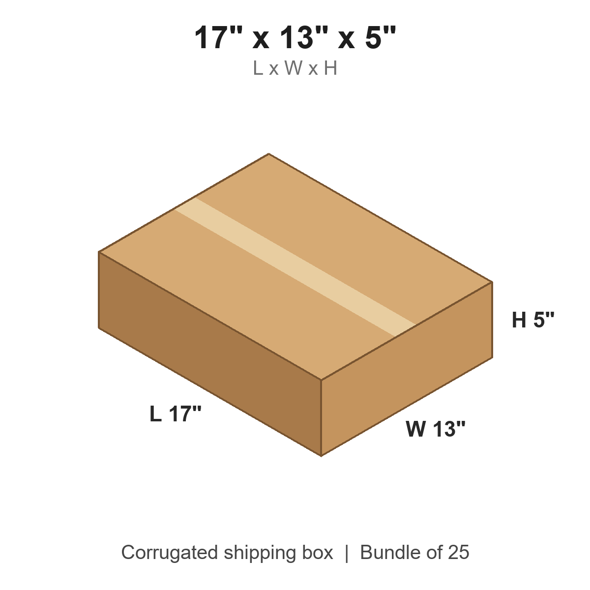 17 x 13 x 5 in corrugated shipping box