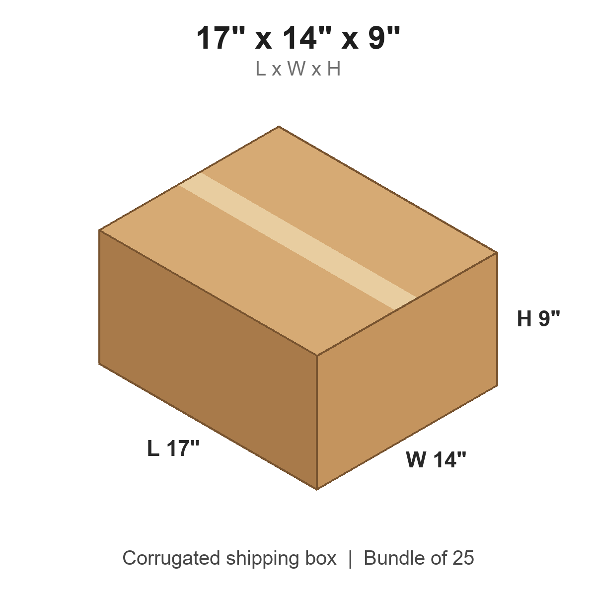 17 x 14 x 9 in corrugated shipping box