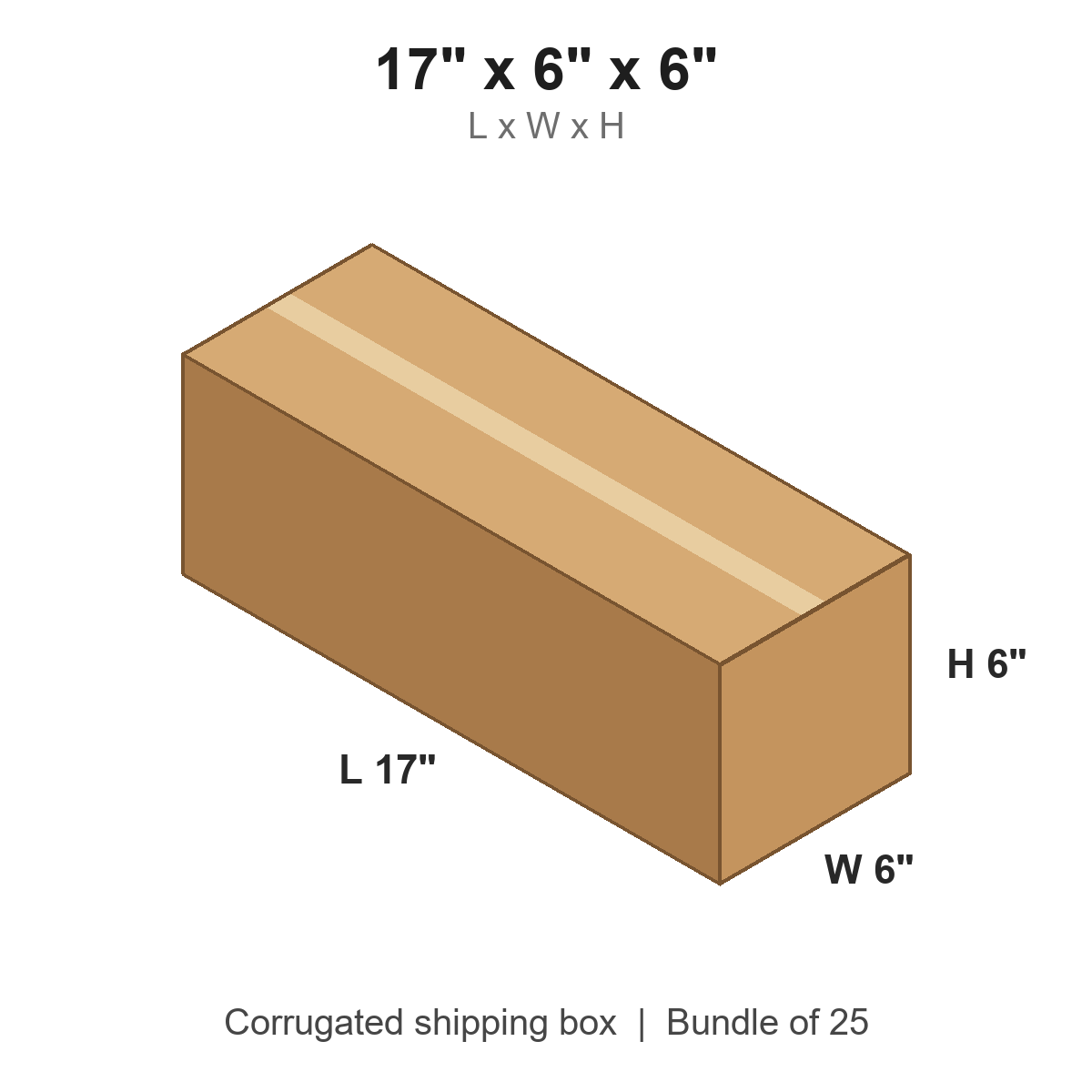 17 x 6 x 6 in corrugated shipping box