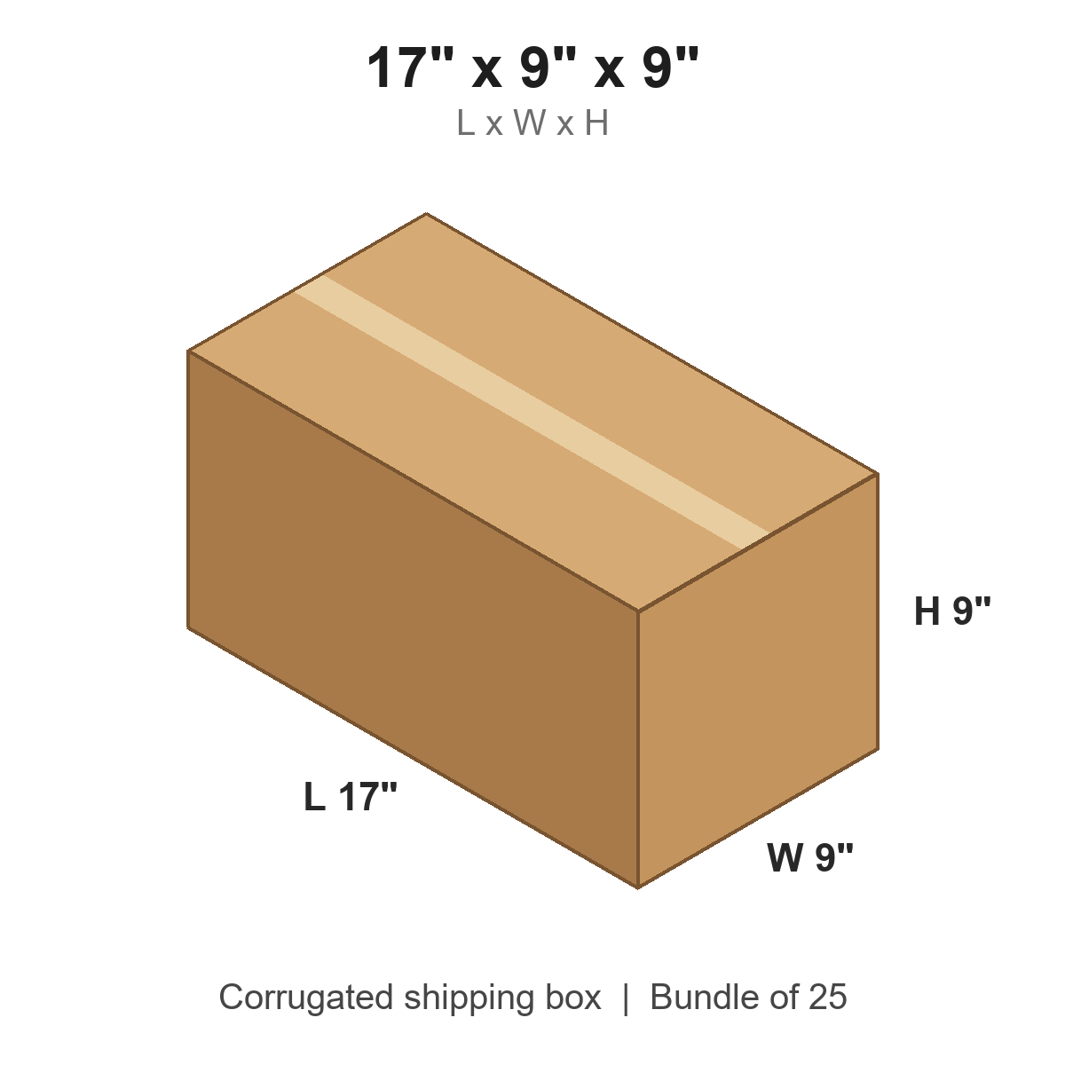 17 x 9 x 9 in corrugated shipping box