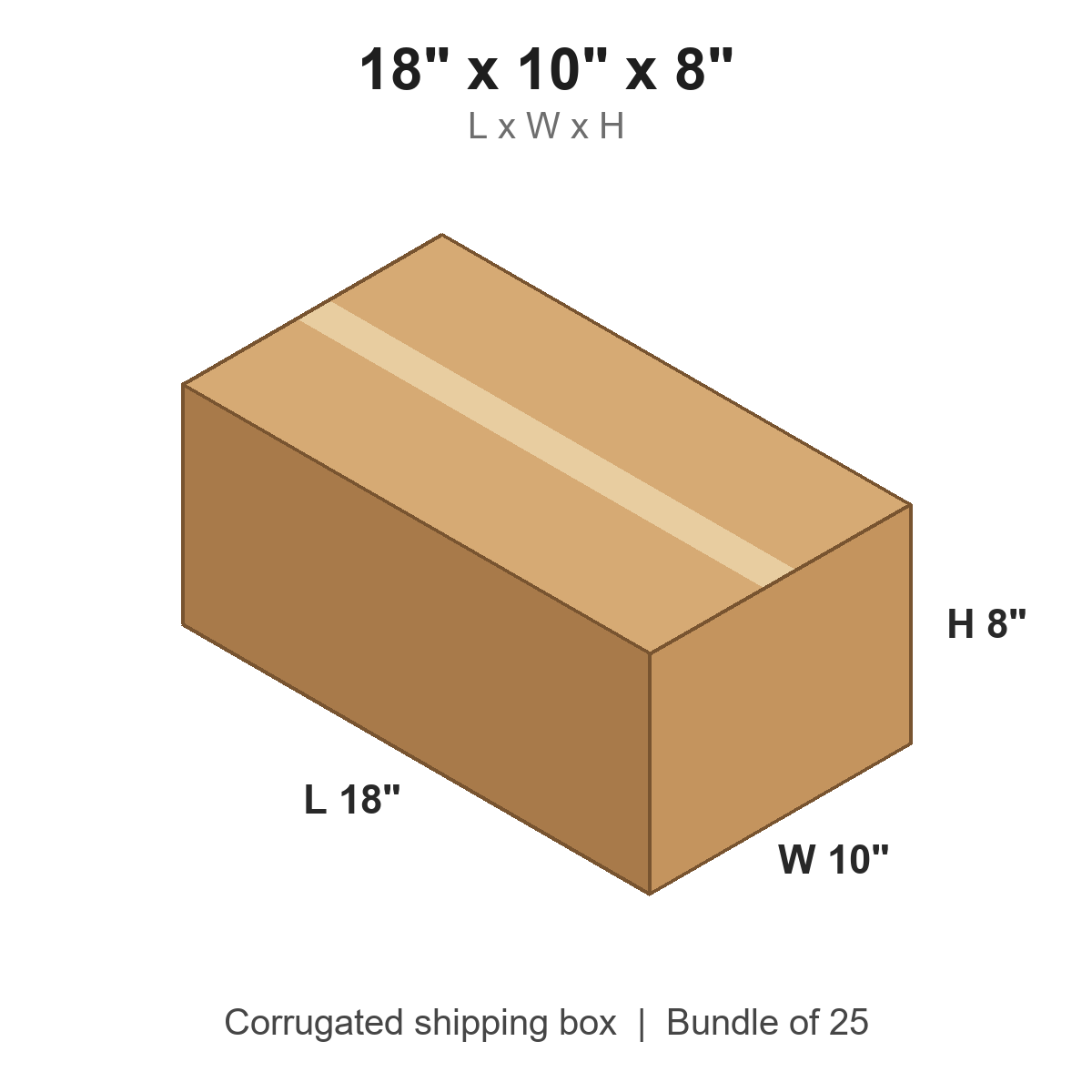18 x 10 x 8 in corrugated shipping box