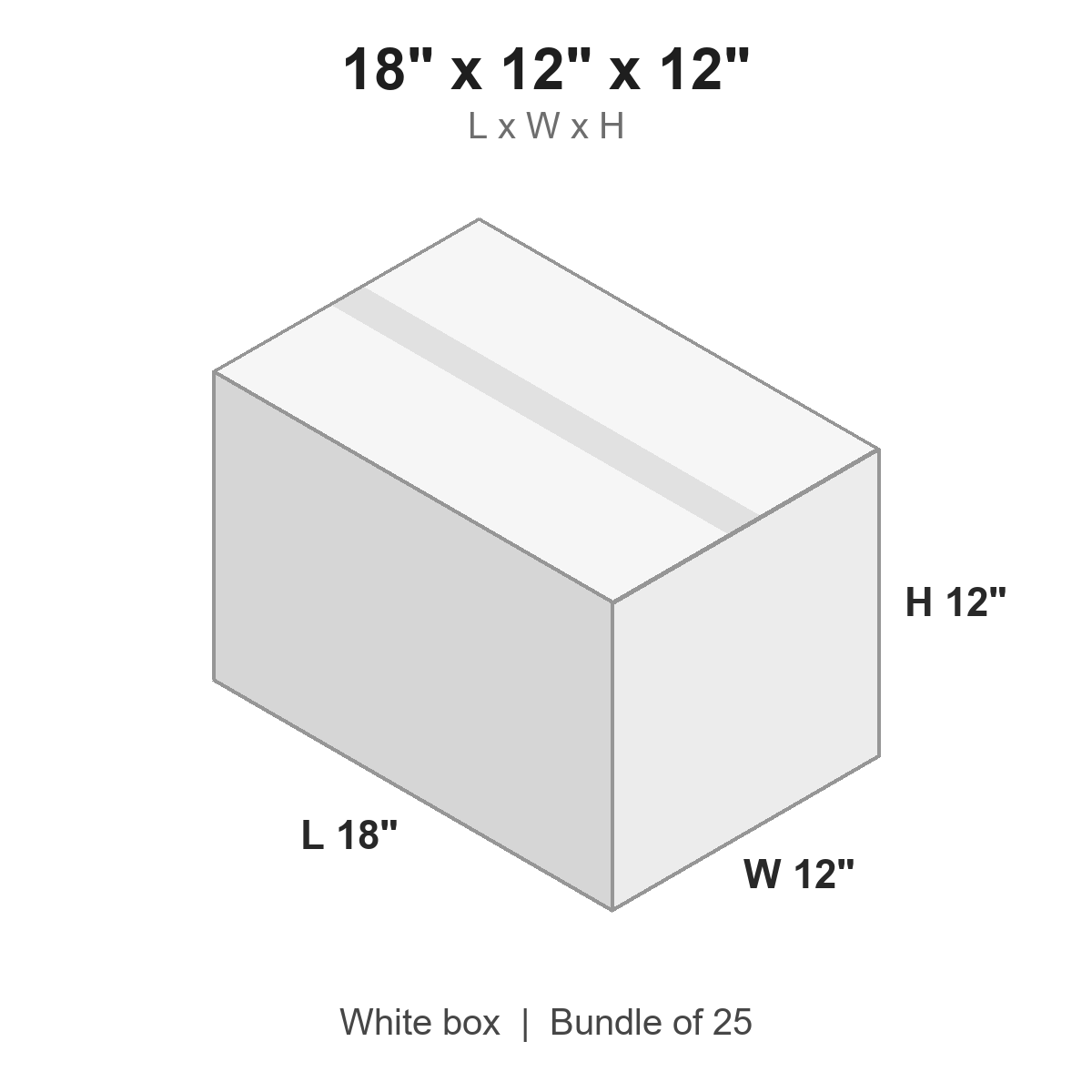 18x12x12 White Corrugated Boxes