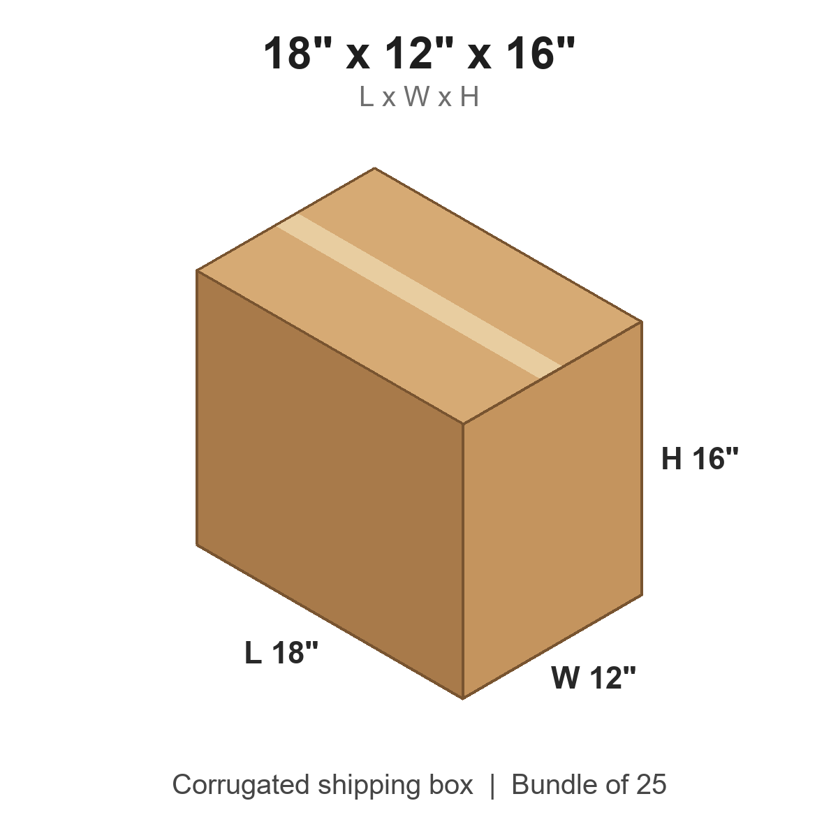 18 x 12 x 16 in corrugated shipping box