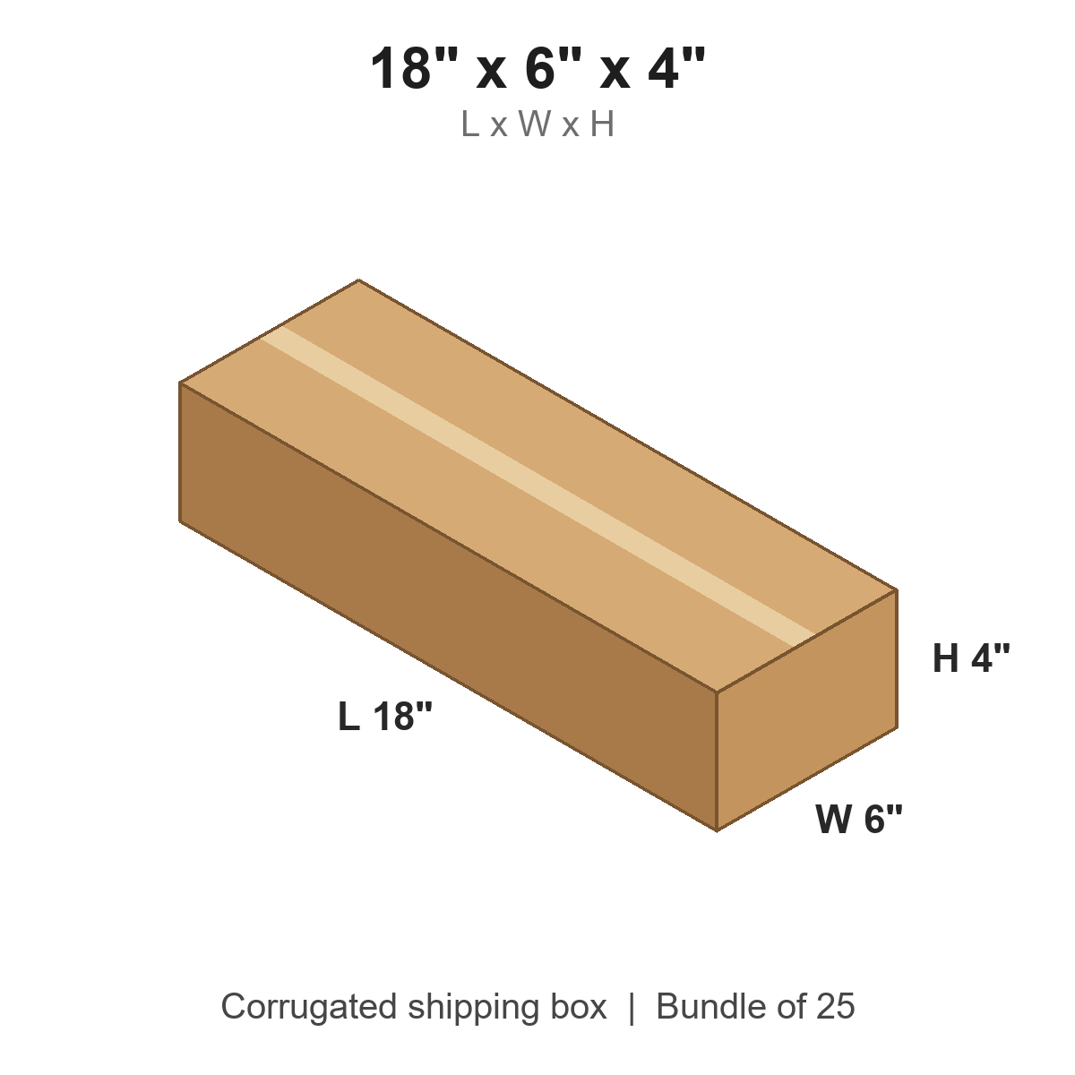18 x 6 x 4 in corrugated shipping box