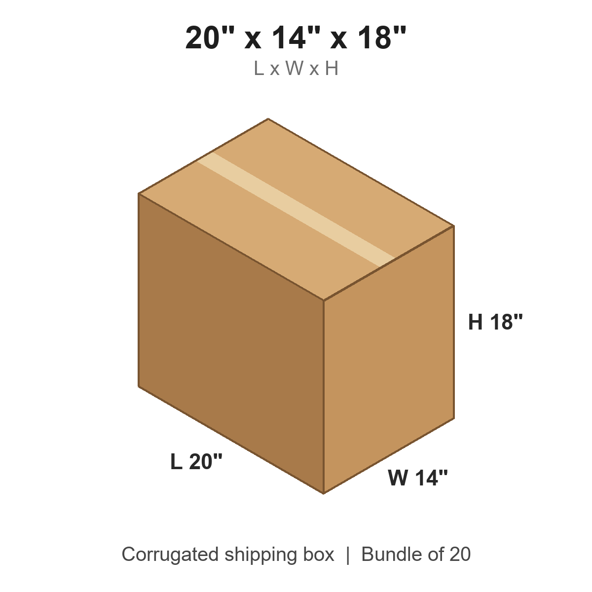 20 x 14 x 18 in corrugated shipping box