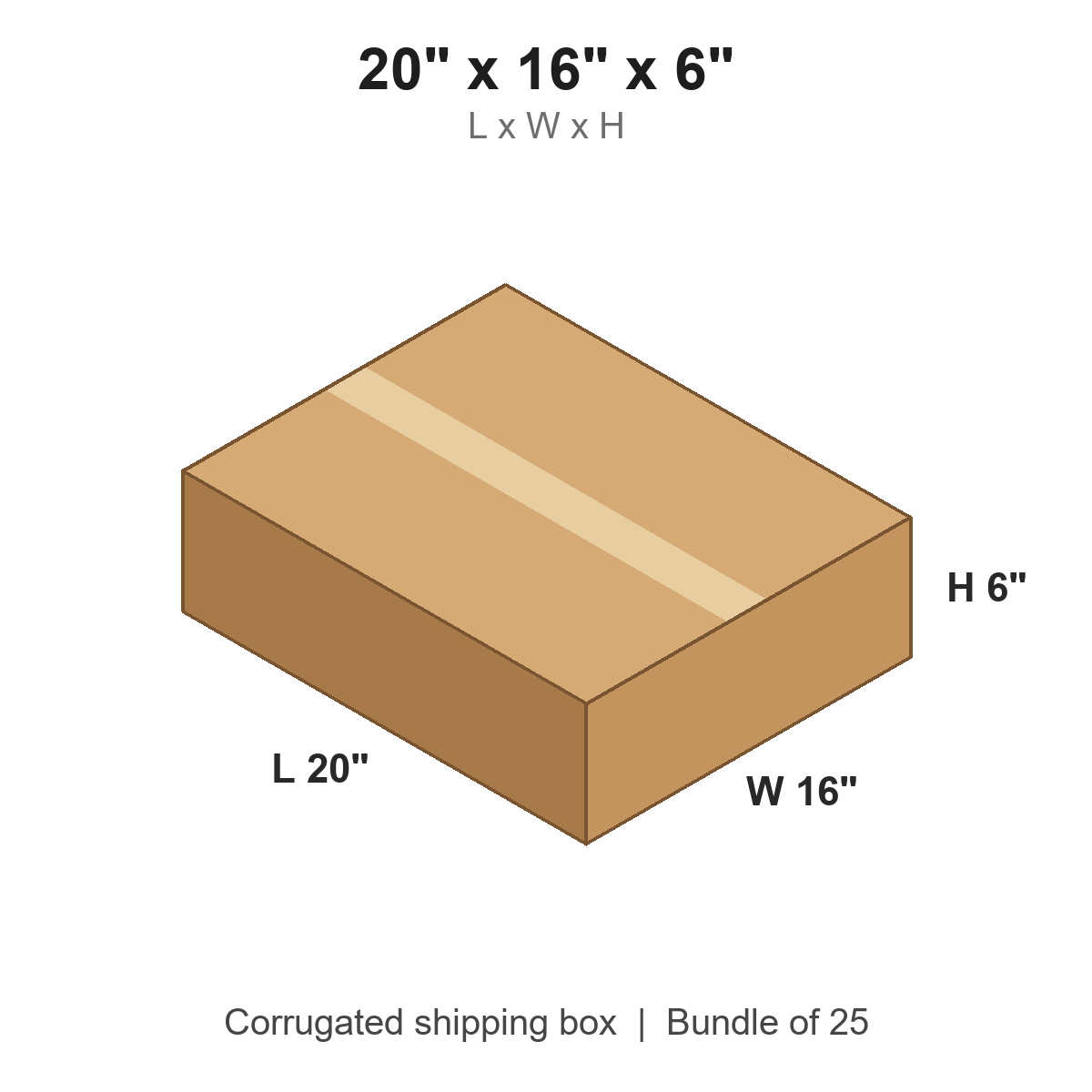 20 x 16 x 6 in corrugated shipping box