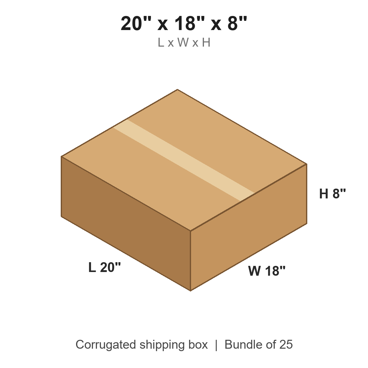 20 x 18 x 8 in corrugated shipping box