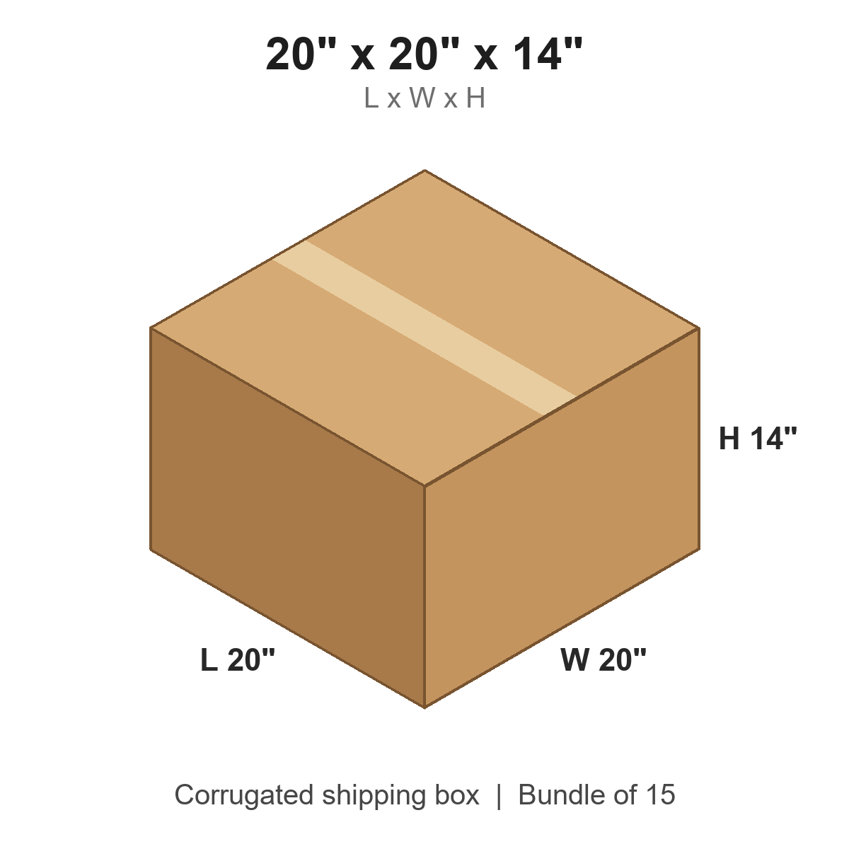 20 x 20 x 14 in corrugated shipping box